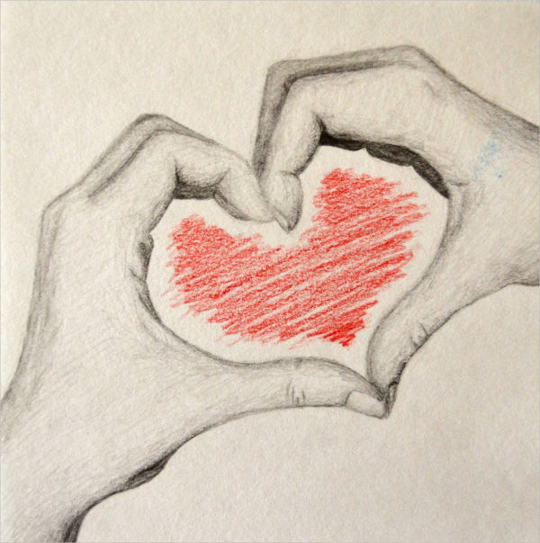 hands making a heart drawing